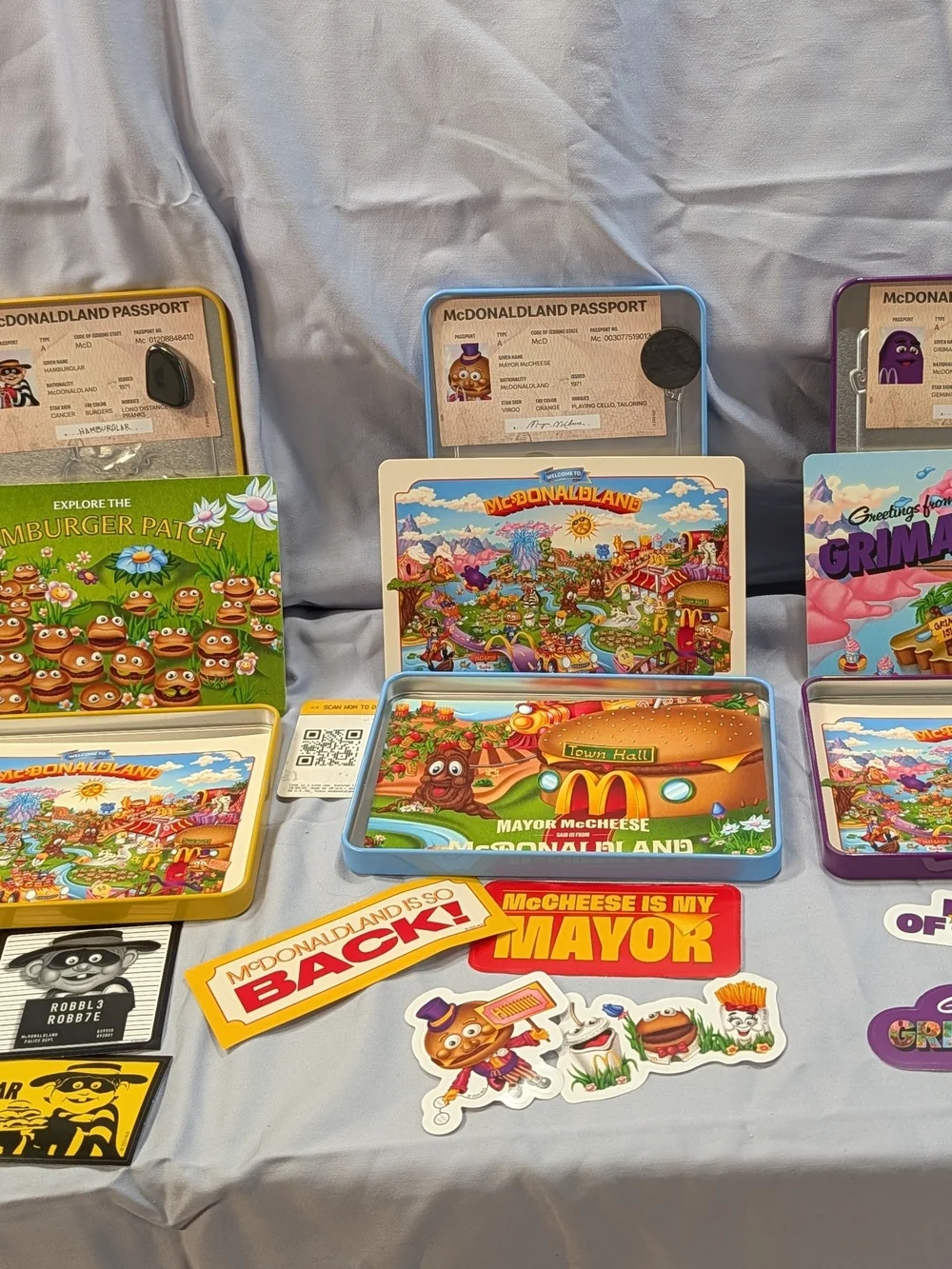 McDonaldland 2025 Hamburglár, Grimace & Mayor McCheese Playset Tins Unused